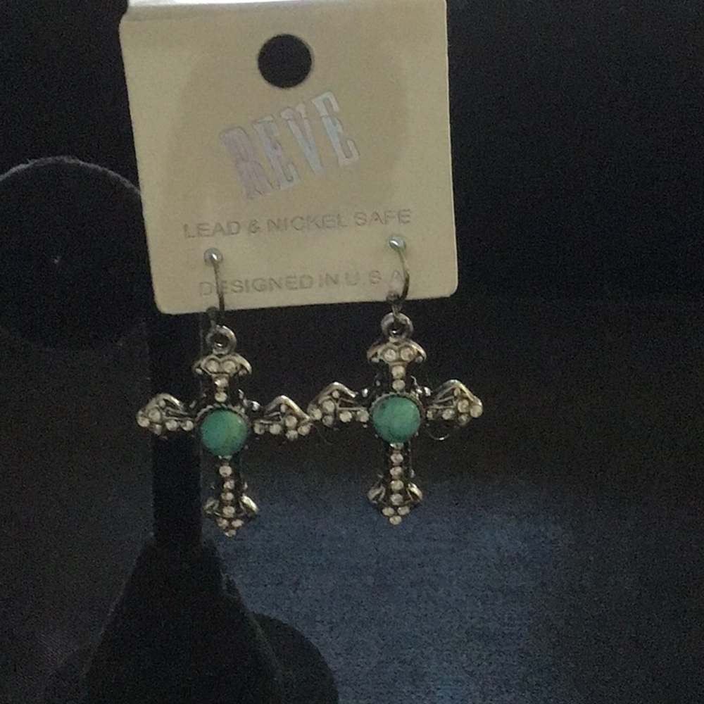 Faux turquoise earrings.